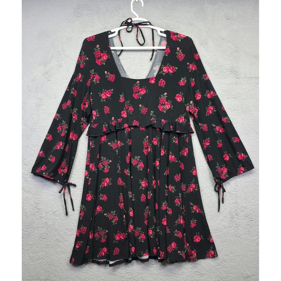 Torrid Dress Womens Plus Size 2X Floral Skater Whimsigoth Vamp Dark Romantic NEW - Picture 2 of 16
